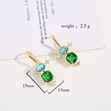 Green/Blue Crystal Pendant Earrings for Women Jewelry Wedding Party