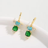 Green/Blue Crystal Pendant Earrings for Women Jewelry Wedding Party