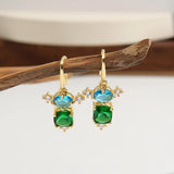 Green/Blue Crystal Pendant Earrings for Women Jewelry Wedding Party