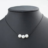 Green Turquoises Pearl Charms Choker Necklace On Leather Cord For Women