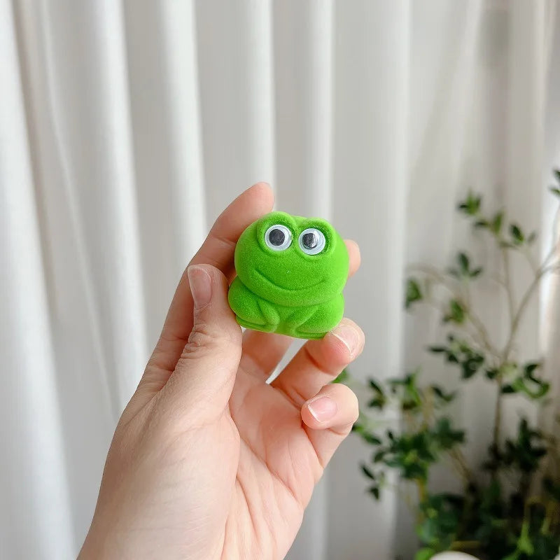 Green Frog Animals Ring Storage Box Velvet Couple Party Jewelry Case