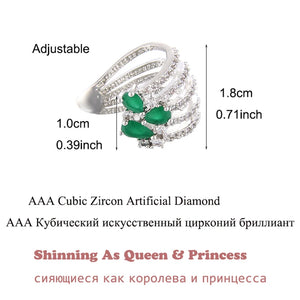 Green Drop Water Ear Cuff Four Layers Geometry Earing