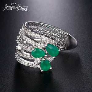 Green Drop Water Ear Cuff Four Layers Geometry Earing