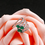 Green Drop Water Ear Cuff Four Layers Geometry Earing