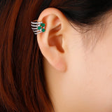 Green Drop Water Ear Cuff Four Layers Geometry Earing