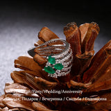Green Drop Water Ear Cuff Four Layers Geometry Earing