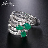 Green Drop Water Ear Cuff Four Layers Geometry Earing
