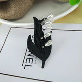 Green Enamel Leaf Brooch for Women