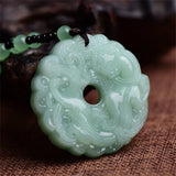 Green Jade Dragon Pendant Necklace Chinese Amulet Lucky Jewelry Gift