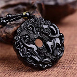 Green Jade Dragon Pendant Necklace Chinese Amulet Lucky Jewelry Gift