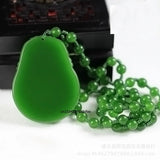 Green Jade Pixiu Ruyi Pendant Necklace Chinese Hand-Carved Luck Amulet