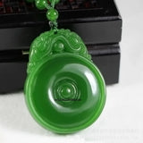 Green Jade Pixiu Ruyi Pendant Necklace Chinese Hand-Carved Luck Amulet