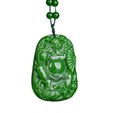 Green Jade Zhong Kui Pendant Necklace Chinese Hand-Carved Luck Amulet
