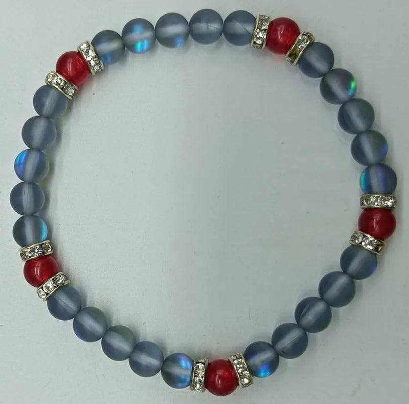 Moonstone & Ruby Bead Charm Earrings Bracelets for Women