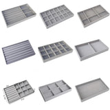 Grey Velvet Jewelry Storage Tray Earrings Necklace Ring Organizer Display Box