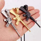Gun Shaped Pendant Necklace Stainless Steel Men Jewelry Christmas Silver