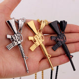 Gun Shaped Pendant Necklace Stainless Steel Men Jewelry Christmas Silver