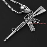 Gun Shaped Pendant Necklace Stainless Steel Men Jewelry Christmas Silver