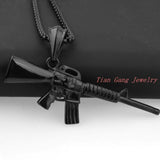 Gun Shaped Pendant Necklace Stainless Steel Men Jewelry Christmas Silver