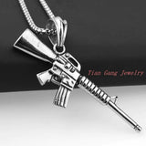 Gun Shaped Pendant Necklace Stainless Steel Men Jewelry Christmas Silver