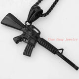 Gun Shaped Pendant Necklace Stainless Steel Men Jewelry Christmas Silver