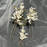Leaf Shaped Hairpins Hair Clips Bride Headpiece White