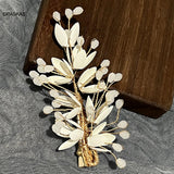 Leaf Shaped Hairpins Hair Clips Bride Headpiece White