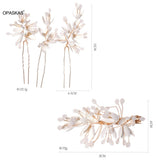 Leaf Shaped Hairpins Hair Clips Bride Headpiece White