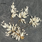 Leaf Shaped Hairpins Hair Clips Bride Headpiece White
