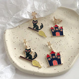 Halloween Cat Clip Earrings Funny Cartoon