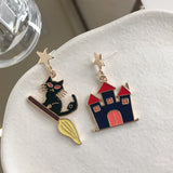 Halloween Cat Clip Earrings Funny Cartoon