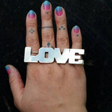 Customizable Three-finger Ring Silver Palm Bracelet Cuff For Women