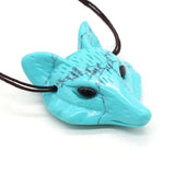 Handcarved Foxes Head Shape Beads Pendant Natural Stone Crystal Pendant Charms