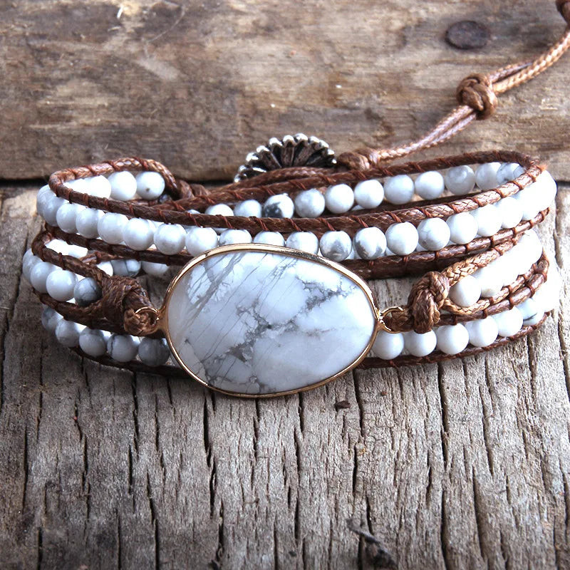 Boho Beaded Bracelet Women Jewelry Natural Stones Charm Braided Wrap Bracelets