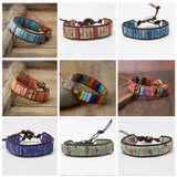 Boho Bracelet Chakra Tube Beads Leather Wrap Bracelet