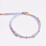 Colorful Rope Lucky Bangle Women Pearl Bracelet Adjustable Size