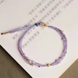 Colorful Rope Lucky Bangle Women Pearl Bracelet Adjustable Size