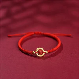 Adjustable Cinnabar Beads Bracelet Red Rope Lucky Charm Bangles