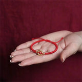 Adjustable Cinnabar Beads Bracelet Red Rope Lucky Charm Bangles