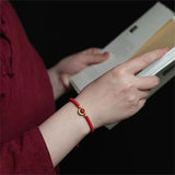 Adjustable Cinnabar Beads Bracelet Red Rope Lucky Charm Bangles