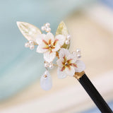 Flower Pearls Hairpin Wood Hair Fork Bridal Wedding Hair Accessories