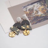 Vintage Polymer Clay Geometric Dangle Pendant Earring