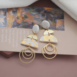 Vintage Polymer Clay Geometric Dangle Pendant Earring