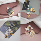 Vintage Polymer Clay Geometric Dangle Pendant Earring