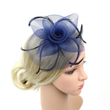 Women Fascinator Bow Hair Clip Headwear Lace Feather Mini Hat
