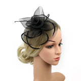 Women Fascinator Bow Hair Clip Headwear Lace Feather Mini Hat
