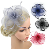 Women Fascinator Bow Hair Clip Headwear Lace Feather Mini Hat