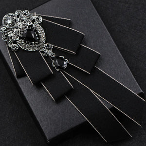 Rhinestone Bow Tie Brooch Necktie Wedding Jewelry