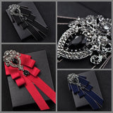 Rhinestone Bow Tie Brooch Necktie Wedding Jewelry