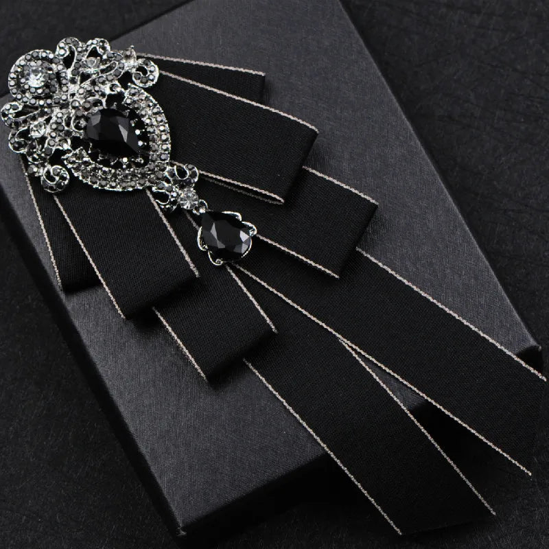 Rhinestone Bow Tie Brooch Necktie Wedding Jewelry